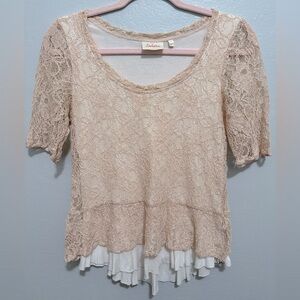 Anthropologie Deletta Blush Pink Nude Lace
Top